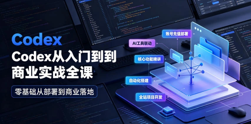 Codex从入门到商业实战全课|账号充值部署、AI工具联动、核心功能精讲、自动化搭建、全站项目开发零基础教程