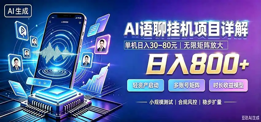 AI语聊挂机，日入800+，适用个人副业，工作室矩阵操作-科技美南博客