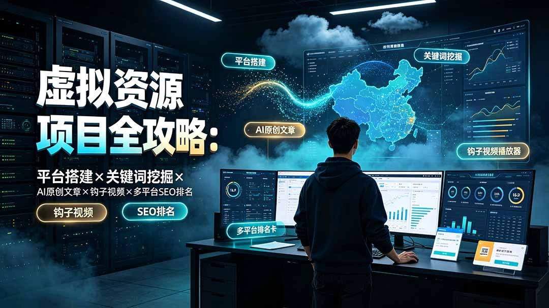 虚拟资源项目全攻略：平台搭建×关键词挖掘×AI原创文章×钩子视频×多平台SEO排名-科技美南博客