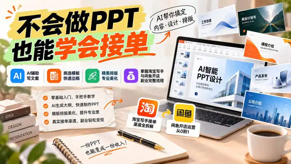 不会做PPT也能学会接单：AI辅助写文案、挑模板、做排版，掌握淘宝写手与闲鱼开店副业完整流程-科技美南博客