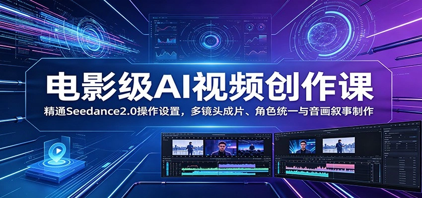 电影级AI视频创作课：精通Seedance2.0操作设置，多镜头成片、角色统一与音画叙事制作-科技美南博客