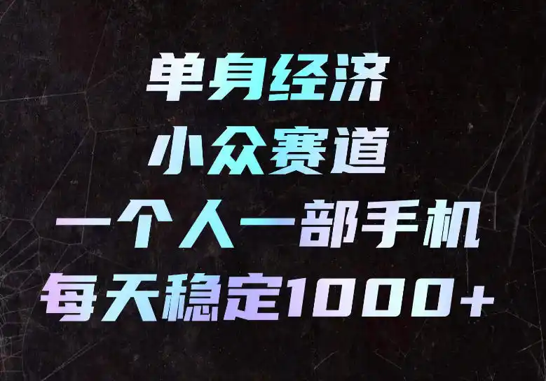 单身经济小众赛道，一个人一部手机，每天稳定1000+，长期可持续的赛道【揭秘】-科技美南博客