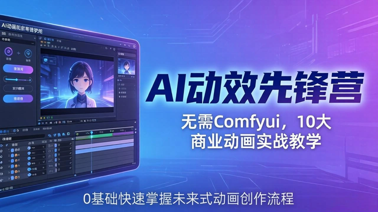 AI 动效先锋营：无需Comfyui，10大商业动画实战教学，0基础快速掌握未来式动画创作流程-科技美南博客