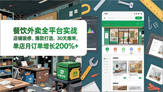 餐饮外卖全平台实战,店铺装修、爆款打造、30天爆单,手把手教学,单店月订单增长200%+-科技美南博客