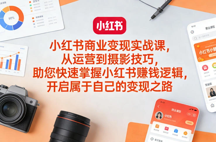 小红书商业变现实战课，从运营到摄影技巧，助您快速掌握小红书賺钱逻辑，开启属于自己的变现之路-科技美南博客