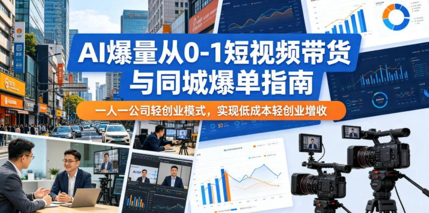 AI爆量从0-1短视频带货与同城爆单指南,一人一公司轻创业模式,实现低成本轻创业增收-科技美南博客