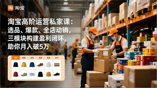 淘宝高阶运营私家课：选品、爆款、全店动销，三模块构建盈利闭环，助你月入破5万(更新12月-科技美南博客