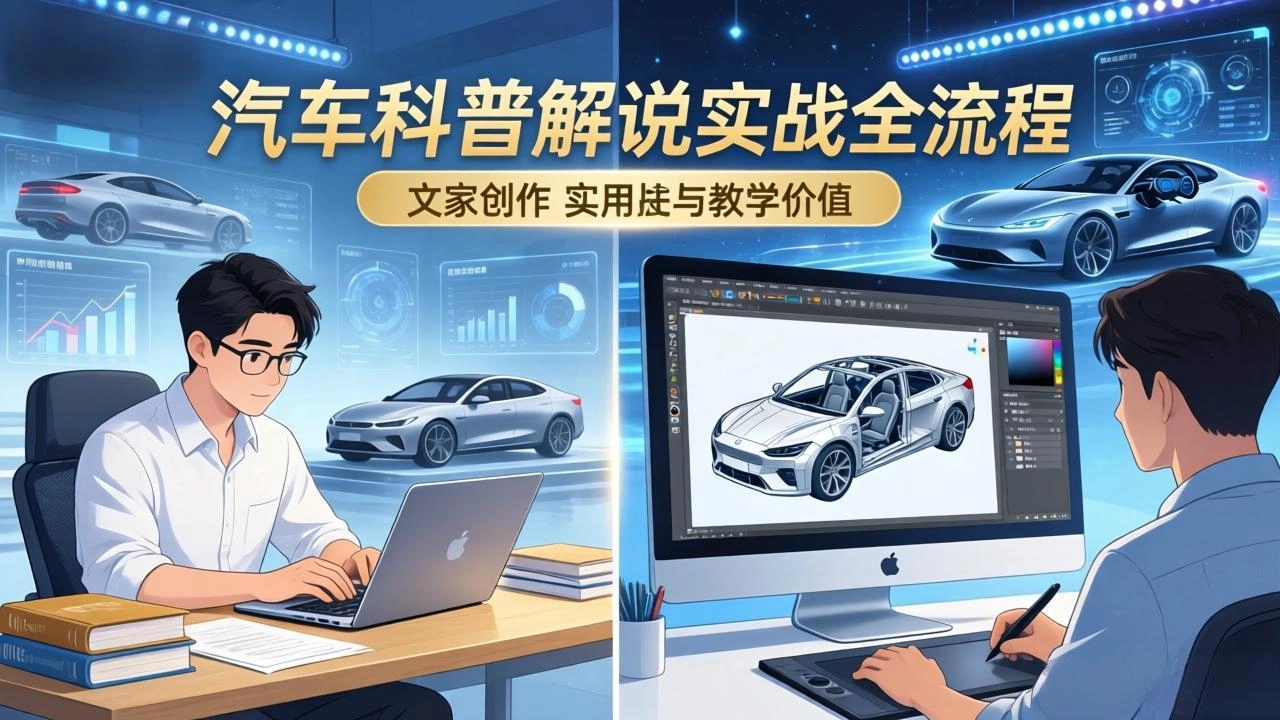 抖音汽车科普解说实战：文案+动画+画面处理+去水印全流程，打造专业汽车科普视频-科技美南博客