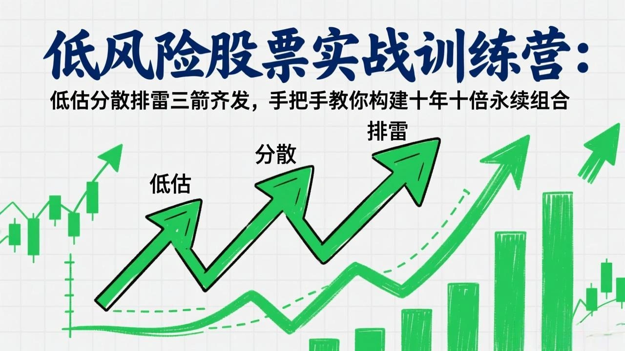 低风险股票实战训练营：低估分散排雷三箭齐发，手把手教你构建十年十倍永续组合-科技美南博客