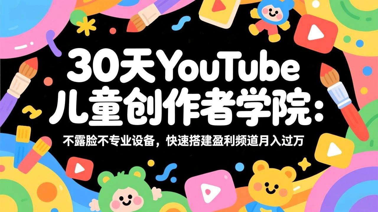 30天YouTube儿童创作者学院：不露脸不专业设备，快速搭建盈利频道月入过万-科技美南博客