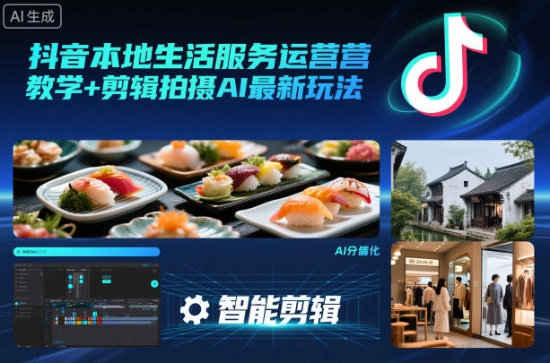 抖音本地生活服务运营教学+剪辑拍摄AI最新玩法-科技美南博客