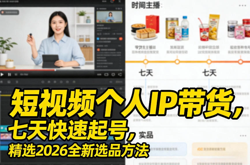 短视频个人IP带货，七天快速起号，精选2026全新选品方法-科技美南博客