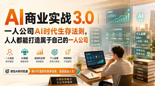 AI商业实战3.0|一人公司AI时代生存法则,人人都能打造属于自己的一人公司-科技美南博客