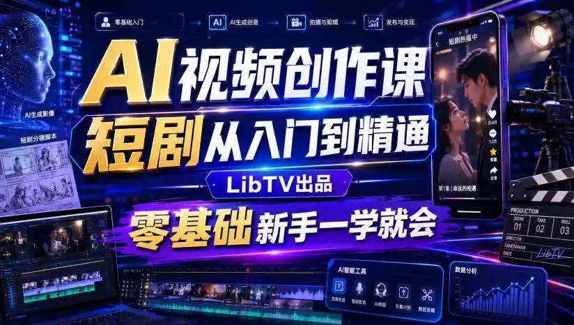 AI视频创作课，短剧从入门到精通，LibTV出品，零基础新手一学就会-科技美南博客