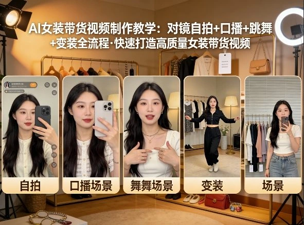 AI女装带货视频制作教学，对镜自拍、口播、跳舞、变装全流程，快速打造高质量女装带货视频-科技美南博客