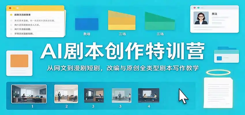 AI剧本创作特训营:从网文到漫剧短剧,改编与原创全类型剧本写作教学-科技美南博客