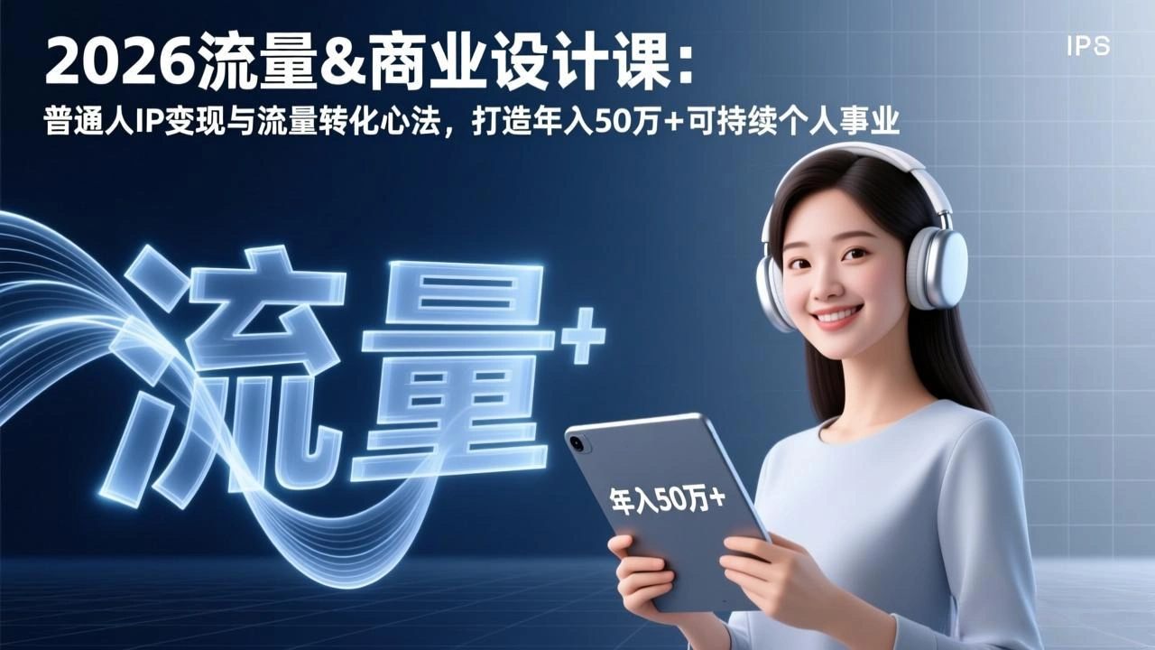 2026流量&商业设计课：普通人IP变现与流量转化心法，打造年入50万+可持续个人事业-科技美南博客
