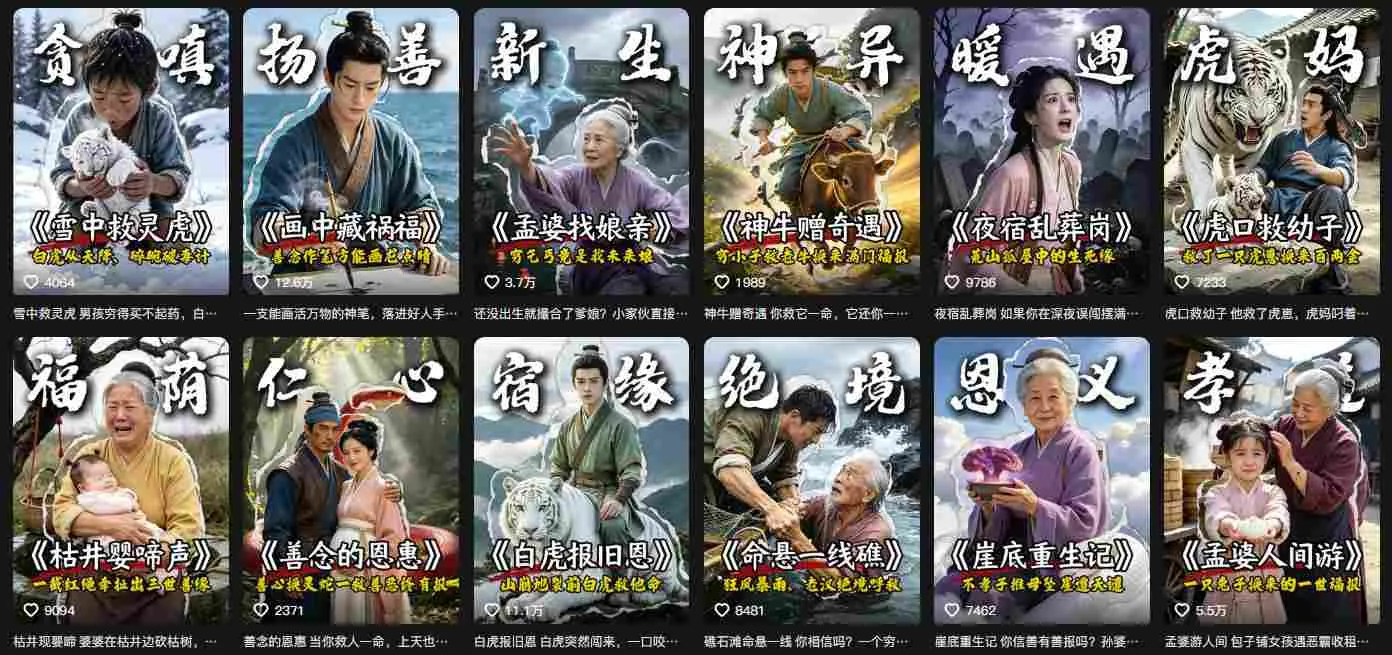 抖音67W粉丝博主的AI民间故事教学,从起号、文案、剪辑到多平台变现全流程,伙伴分成计划接广告等多种收益,月入1W+