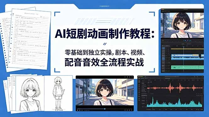 AI短剧动画制作教程：零基础到独立实操，剧本、视频、配音音效全流程实战-科技美南博客