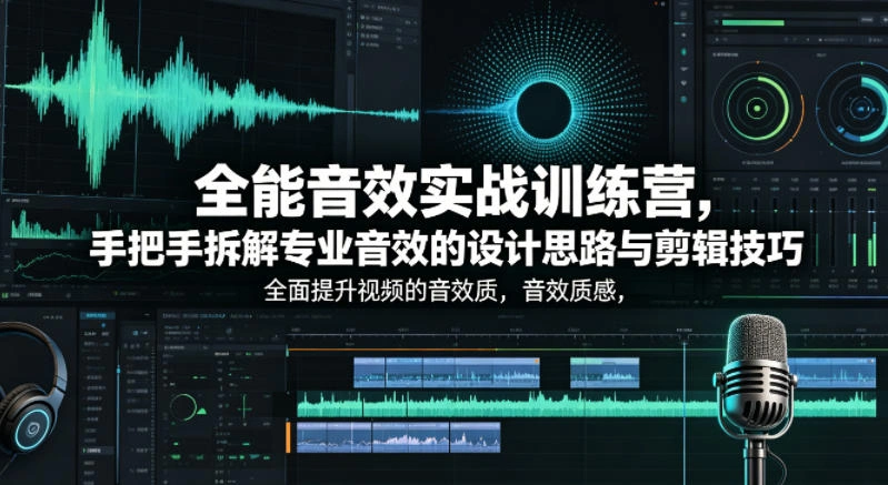 全能音效实战训练营，手把手拆解专业音效的设计思路与剪辑技巧，全面提升视频的音效质感-科技美南博客