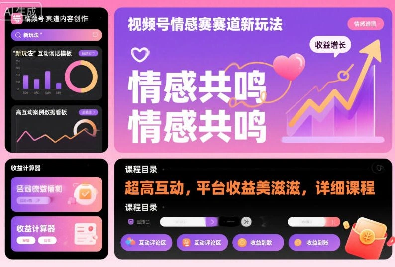 视频号情感赛道新玩法，超高互动，平台收益美滋滋，详细课程-科技美南博客