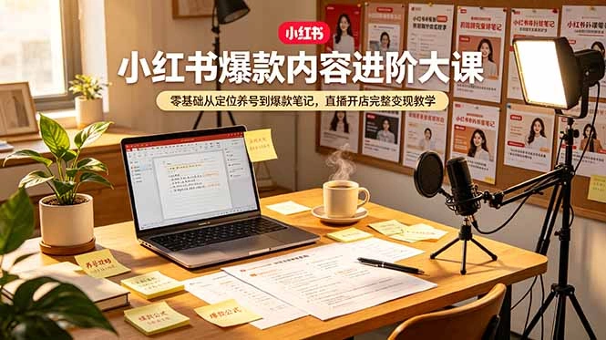 小红书爆款内容进阶大课，零基础从定位养号到爆款笔记，直播开店完整变现教学-科技美南博客