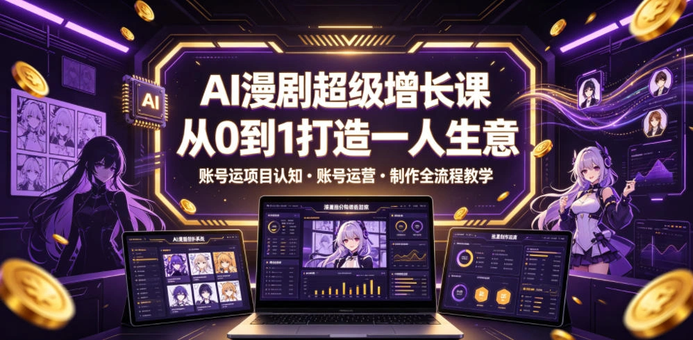 AI漫剧超级增长课，从0到1打造一人生意，项目认知・账号运营・制作全流程教学-科技美南博客