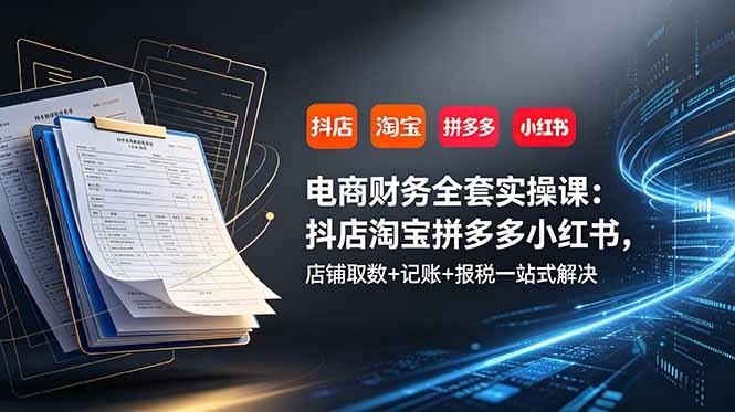 电商财务全套实操课：抖店淘宝拼多多小红书，店铺取数+记账+报税一站式解决-科技美南博客
