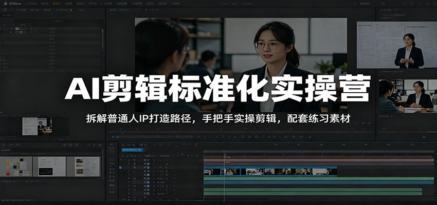 AI剪辑标准化实操营：拆解普通人IP打造路径，手把手实操剪辑，配套练习素材-科技美南博客
