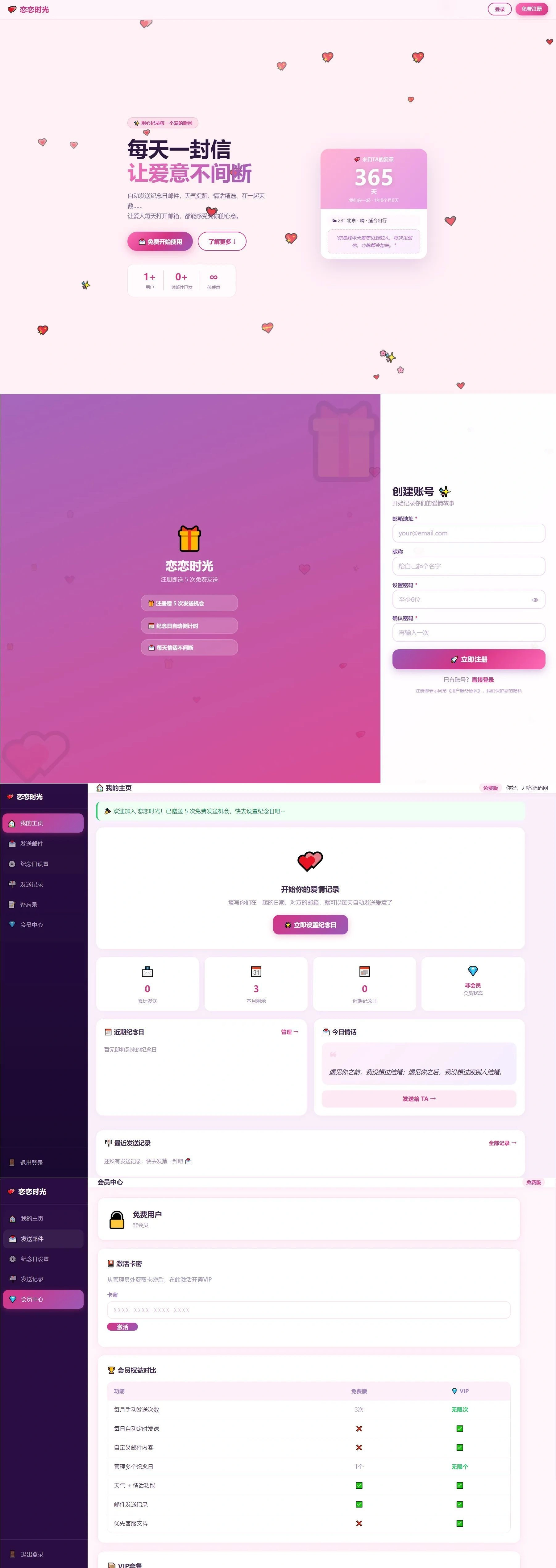 全自动发送邮箱表白纪念日网站源码-科技美南博客