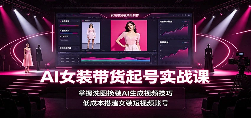 AI女装带货起号实战课：掌握洗图换装AI生成视频技巧，低成本搭建女装短视频账号-科技美南博客