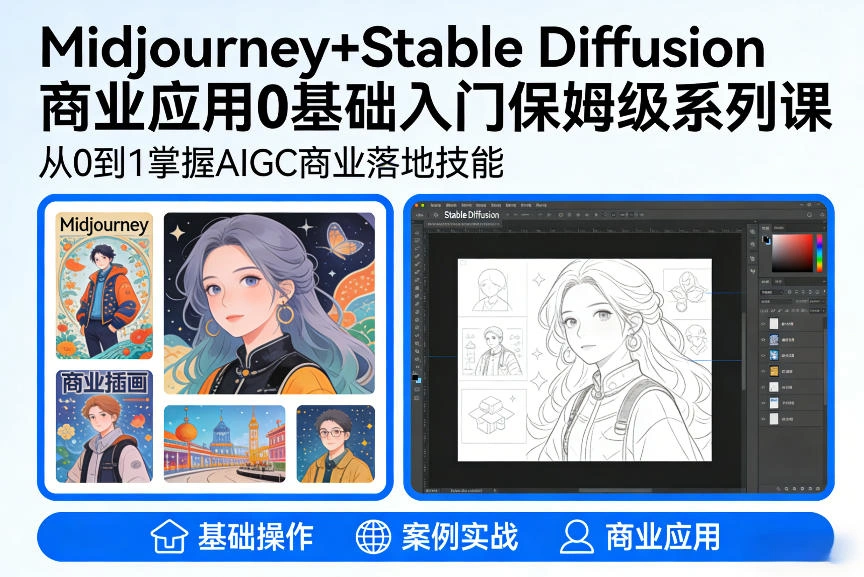 AIGC商业应用Midjourney+Stable Diffusion教程，0基础入门保姆级系列课-科技美南博客