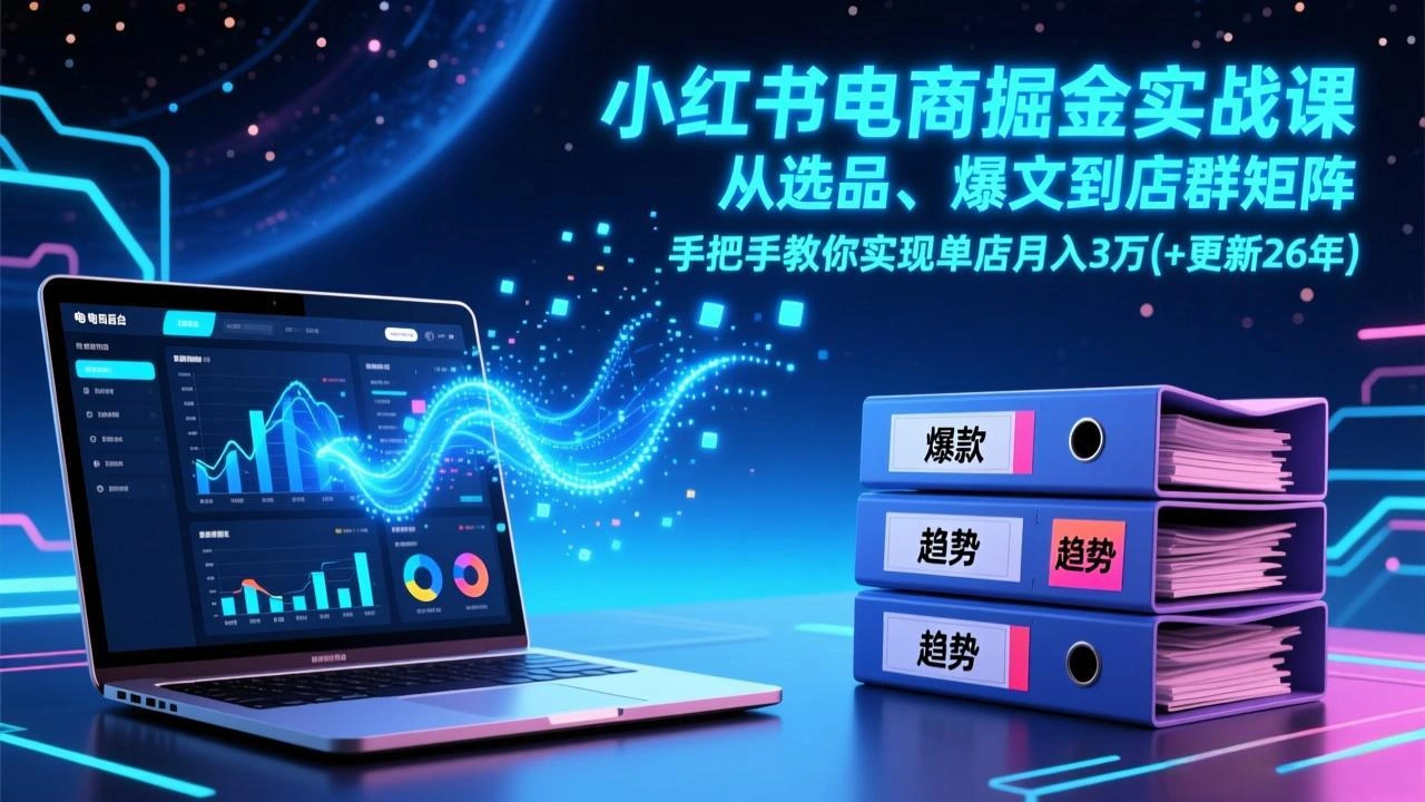 小红书电商掘金实战课，从选品、爆文到店群矩阵，手把手教你实现单店月入3万+(更新26年-科技美南博客