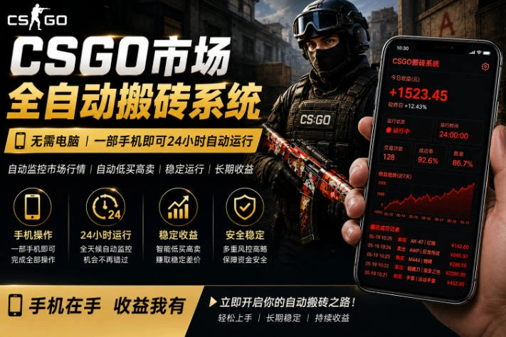 24小时自动监控CS饰品市场，手机即可完成全部操作实现自动搬砖盈利，日入300+【揭秘】-科技美南博客
