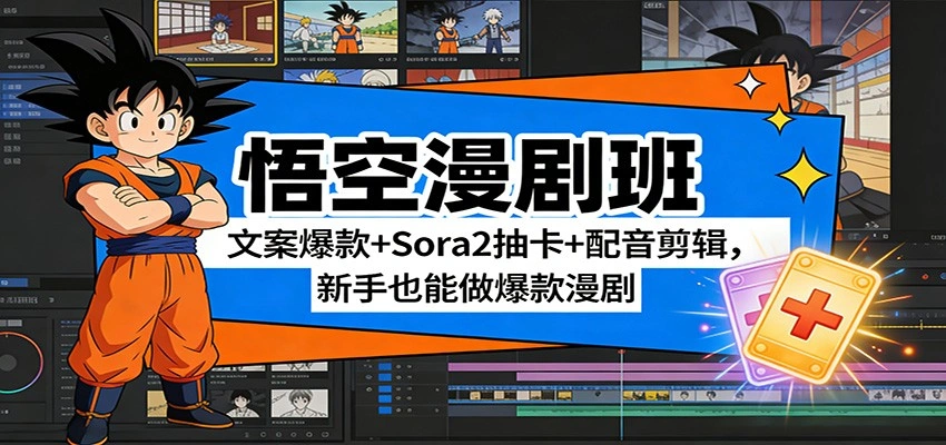 悟空漫剧班：文案爆款+Sora2抽卡+配音剪辑，新手也能做爆款漫剧-科技美南博客