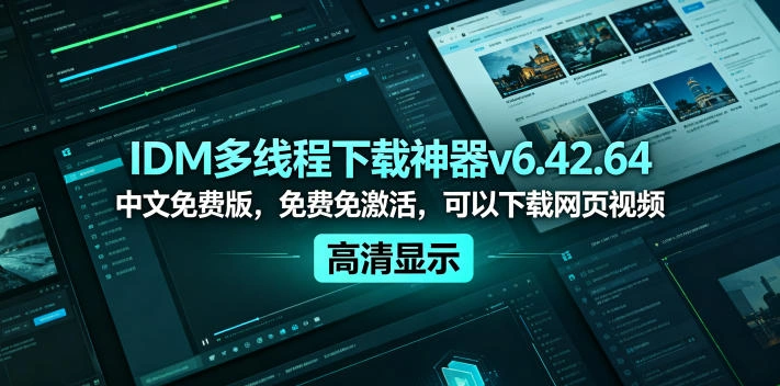 IDM多线程下载神器v6.42.64中文免费版,免费免激活,可以下载网页视频(例如飞书文档内的视频)