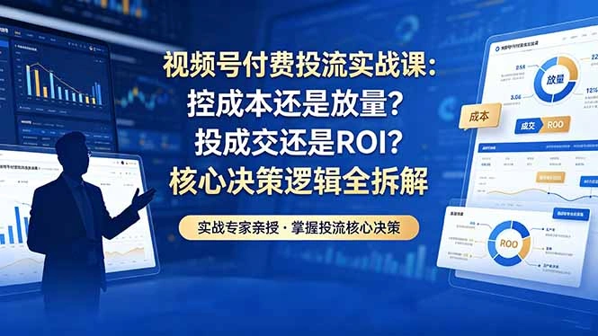 视频号付费投流实战课-5月：控成本还是放量？投成交还是ROI？核心决策逻辑全拆解-科技美南博客