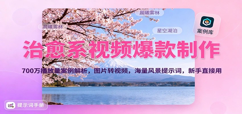 治愈系视频爆款制作,700万播放量案例解析,图片转视频,海量风景提示词,新手直接用-科技美南博客