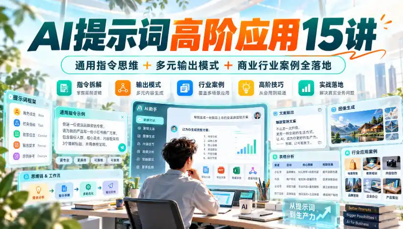 AI提示词高阶应用15讲｜通用指令思维+多元输出模式+商业行业案例全落地-科技美南博客