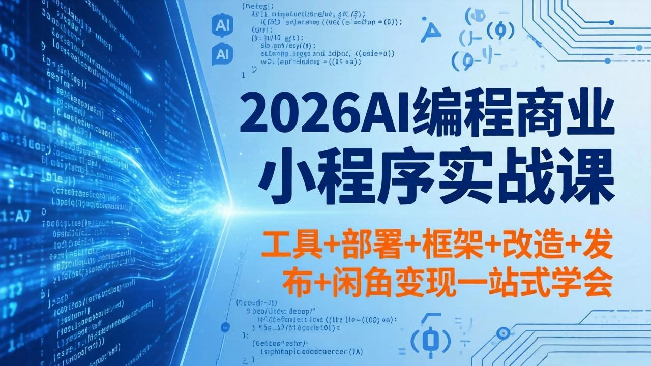 2026AI编程商业小程序实战课，工具+部署+框架+改造+发布+闲鱼变现一站式学会-科技美南博客