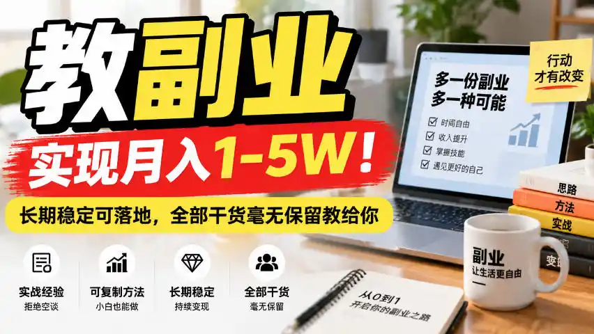 “教副业”实现月入1-5W!长期稳定可落地,全部干货毫无保留教给你【揭秘】-科技美南博客