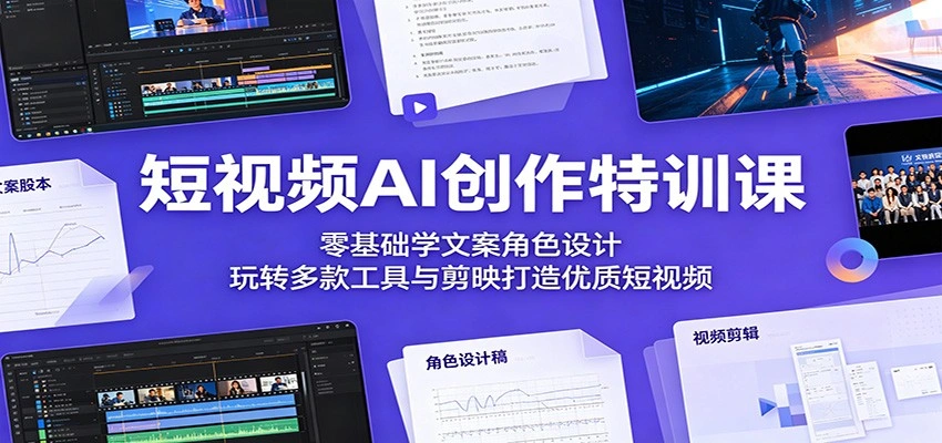 短视频AI创作特训课：零基础学文案角色设计，玩转多款工具与剪映打造优质短视频-科技美南博客
