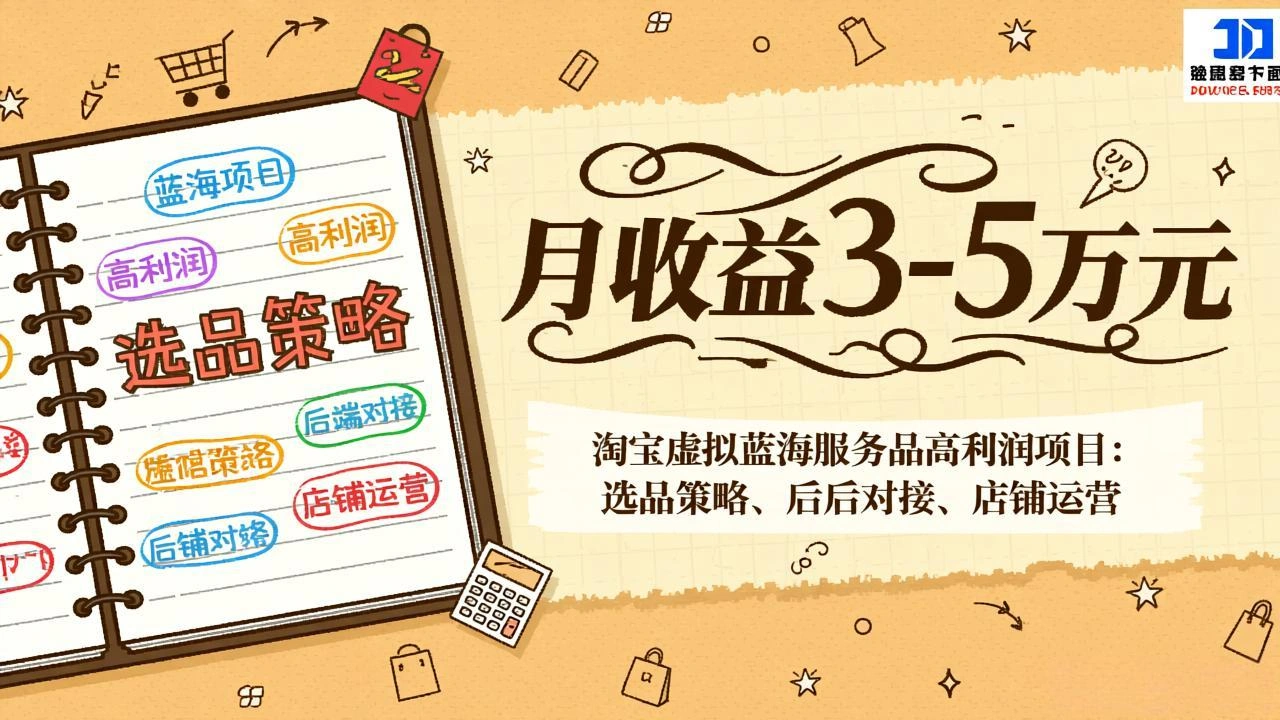 淘宝虚拟蓝海服务品高利润项目：选品策略、后端对接、店铺运营，月收益可达3-5万元-科技美南博客