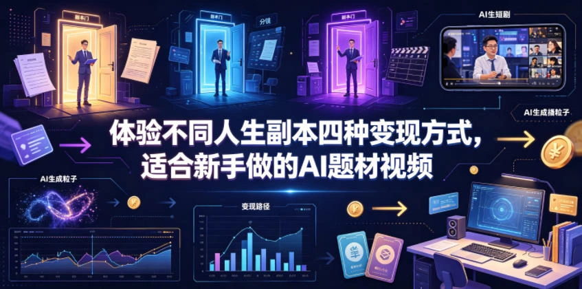 体验不同人生副本四种变现方式，适合新手做的AI题材视频-科技美南博客