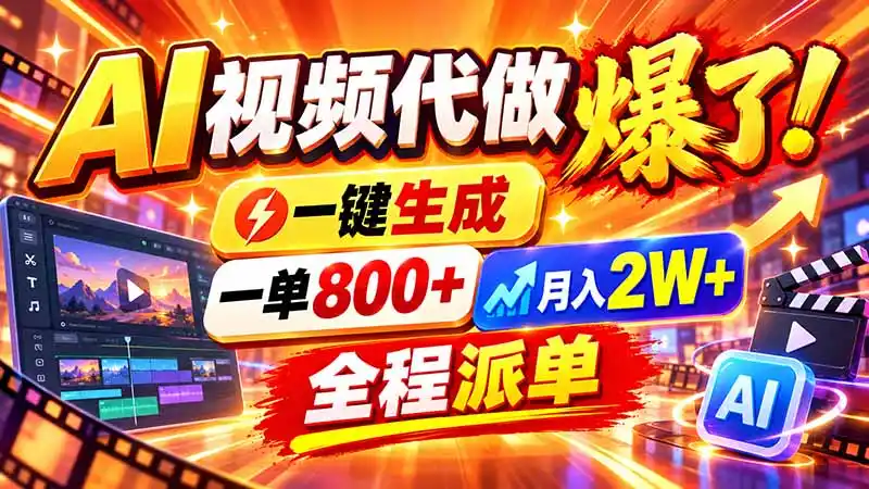 2026年底新赛道,AI视频代做一单800+,小白可做,告别打工-科技美南博客