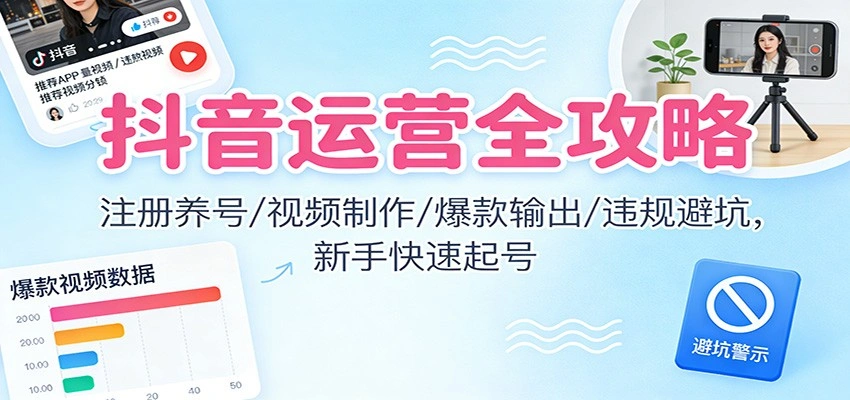 抖音运营全攻略：注册养号/视频制作/爆款输出/违规避坑，新手快速起号-科技美南博客