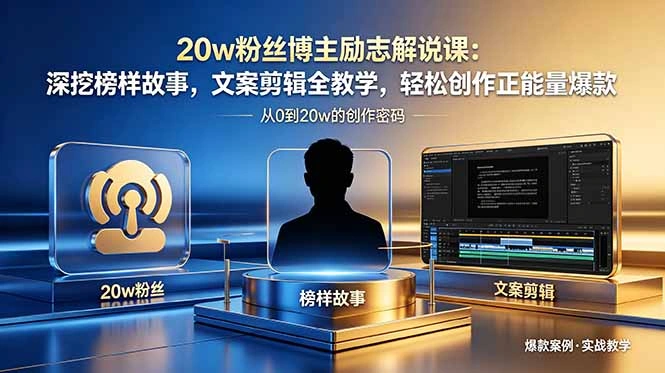 20w粉丝博主励志解说课:深挖榜样故事,文案剪辑全教学,轻松创作正能量爆款-科技美南博客