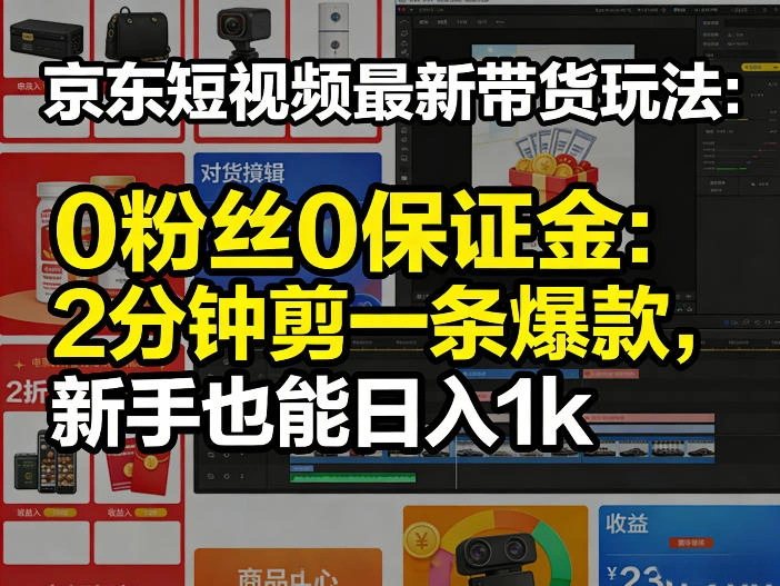 京东短视频最新带货玩法，0粉丝0保证金，2分钟剪一条爆款，新手也能日入1k+【揭秘】-科技美南博客