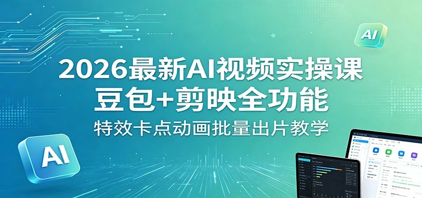 2026最新AI视频实操课：豆包+剪映全功能，特效卡点动画批量出片教学-科技美南博客