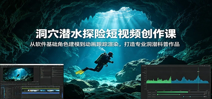 洞穴潜水探险短视频创作课：从软件基础角色建模到动画跟踪渲染，打造专业洞潜科普作品-科技美南博客
